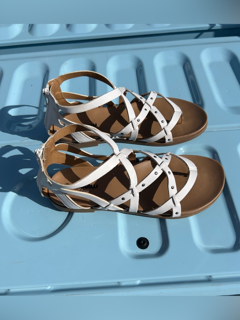 White Strappy Gladiator Sandals with Stud Detail